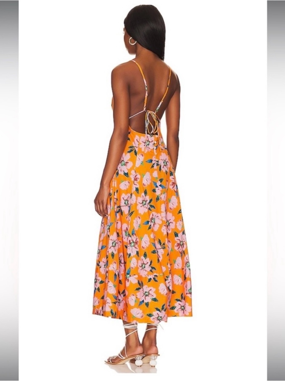 Free People Orange Floral Spaghetti Strap Maxi Dress - Picture 2 of 5